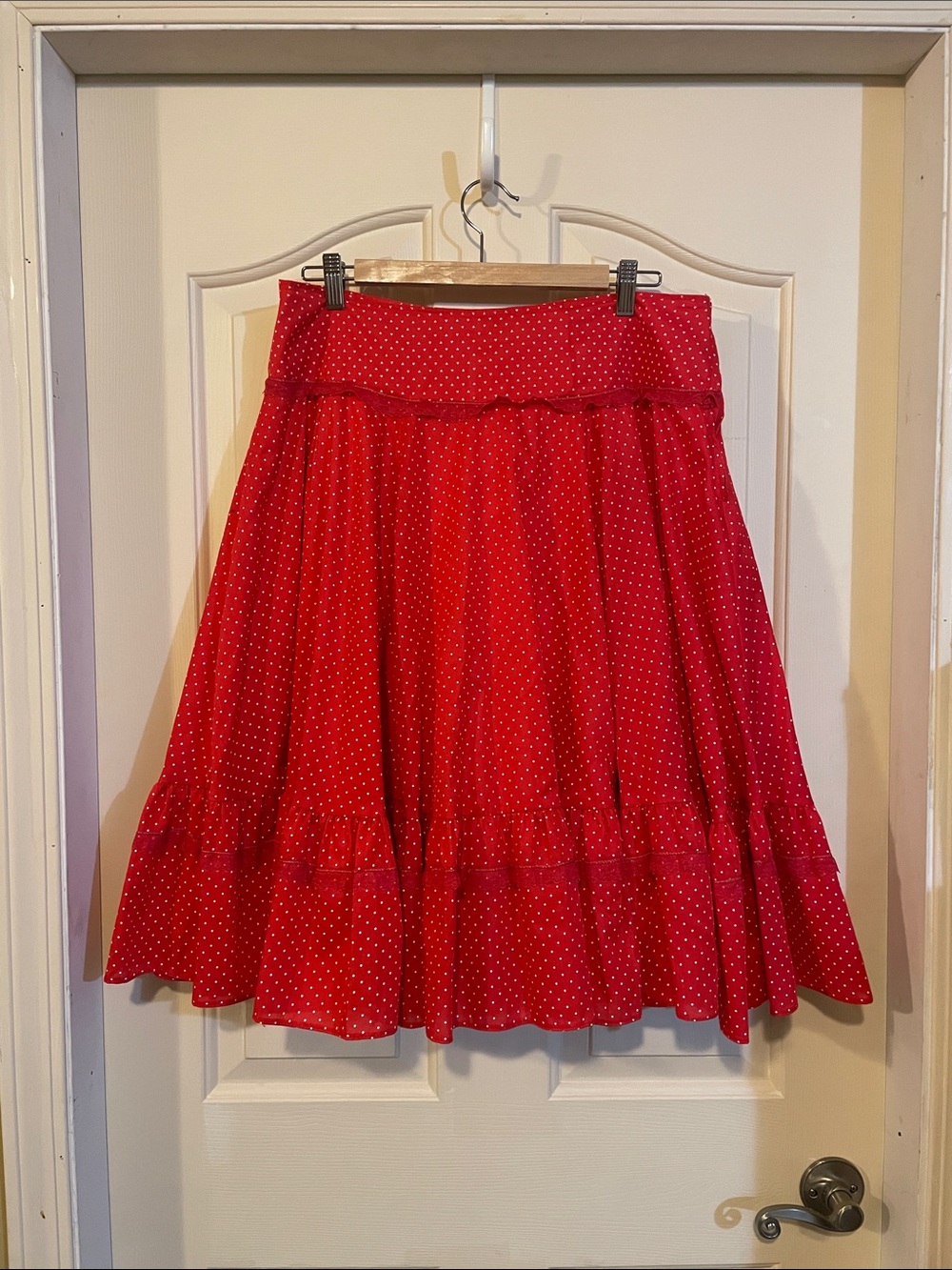 Red Polka Dot Flared Skirt